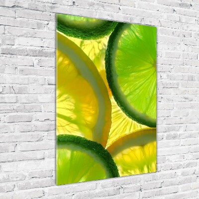 Modernes Acrylbild vertikal Limette und Zitrone