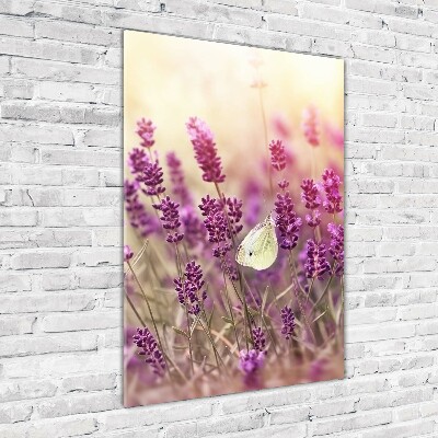 Modernes Acrylbild vertikal Lavendelblüten