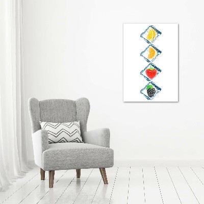 Modernes Acrylbild vertikal Obst und Eis