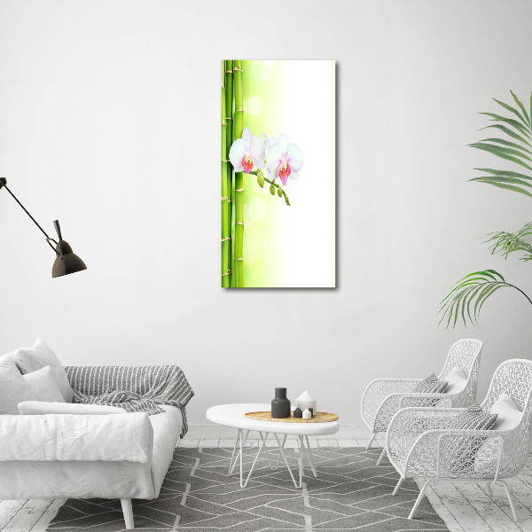 Bild auf Acrylglas vertikal Orchidee und Bambus