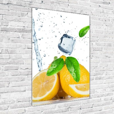 Modernes Acrylbild vertikal Zitrone und Eis