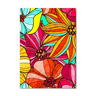 Modernes Acrylbild vertikal Bunte Blumen