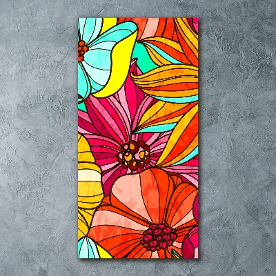 Modernes Acrylbild vertikal Bunte Blumen