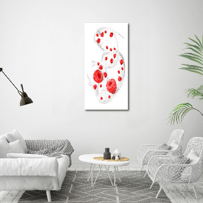 Bild auf Acrylglas vertikal Milch und Himbeeren