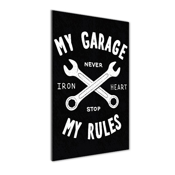 Acrylbild vertikal Meine Garage