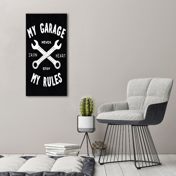 Acrylbild vertikal Meine Garage