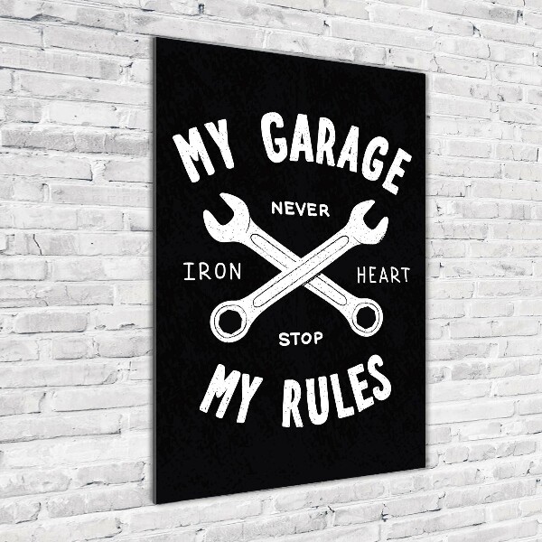 Acrylbild vertikal Meine Garage