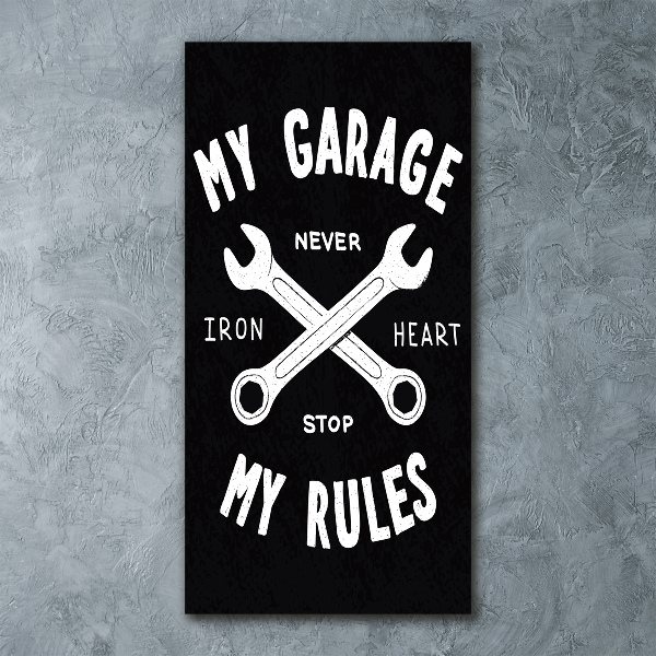 Acrylbild vertikal Meine Garage