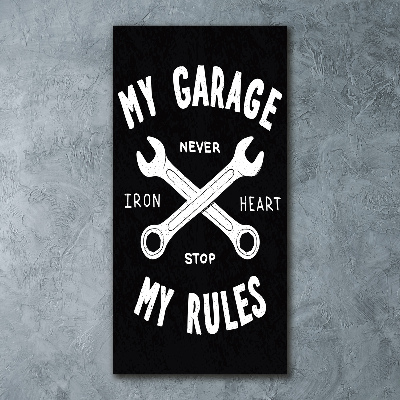 Acrylbild vertikal Meine Garage