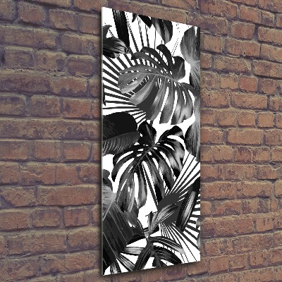 Modernes Acrylbild vertikal Tropische Blätter