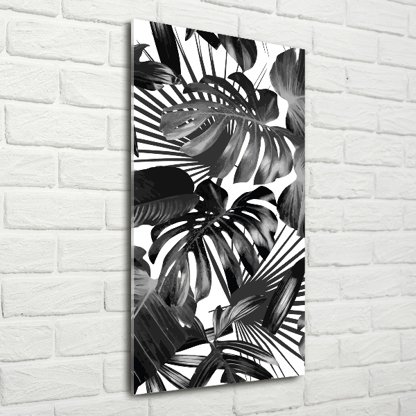 Modernes Acrylbild vertikal Tropische Blätter