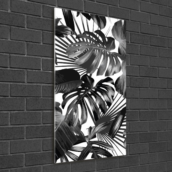 Modernes Acrylbild vertikal Tropische Blätter