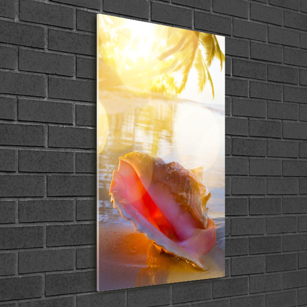 Acrylbild vertikal Eine Muschel am Strand