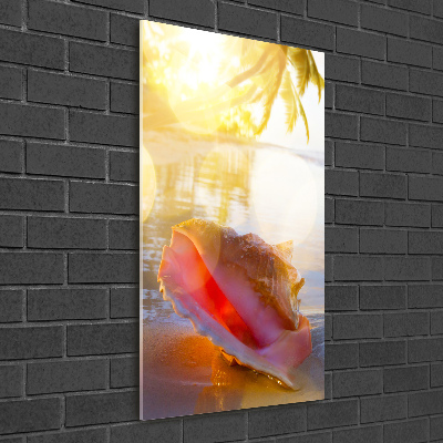 Acrylbild vertikal Eine Muschel am Strand
