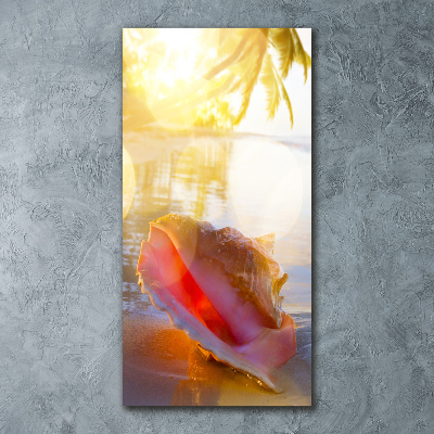 Acrylbild vertikal Eine Muschel am Strand