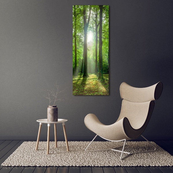 Modernes Acrylbild vertikal Die Sonne im Wald