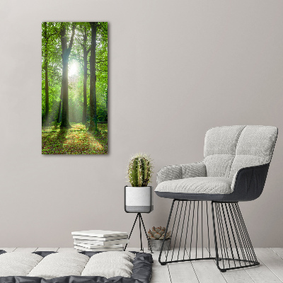 Modernes Acrylbild vertikal Die Sonne im Wald