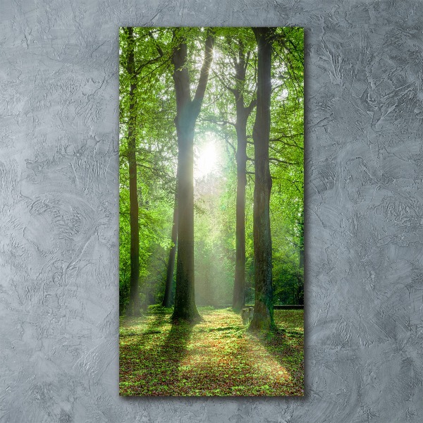 Modernes Acrylbild vertikal Die Sonne im Wald