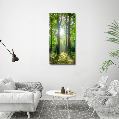 Modernes Acrylbild vertikal Die Sonne im Wald
