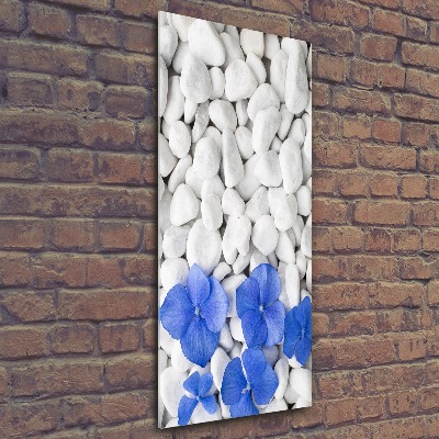 Modernes Acrylbild vertikal Hortensiensteine