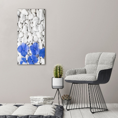 Modernes Acrylbild vertikal Hortensiensteine