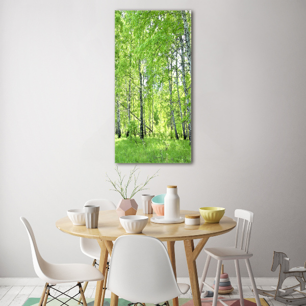 Bild auf Acrylglas vertikal Birkenwald