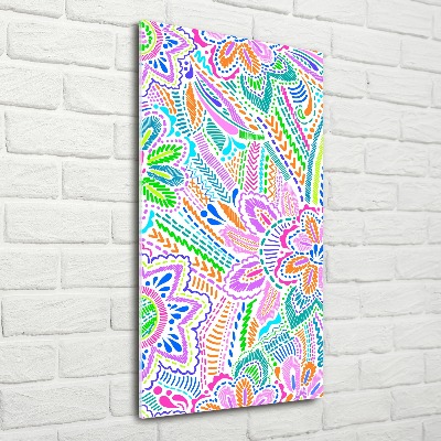 Modernes Acrylbild vertikal Blumenmuster