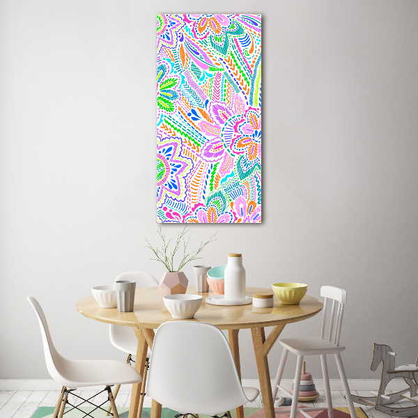 Modernes Acrylbild vertikal Blumenmuster