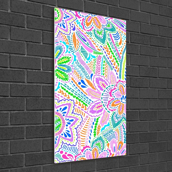 Modernes Acrylbild vertikal Blumenmuster