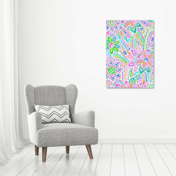 Modernes Acrylbild vertikal Blumenmuster