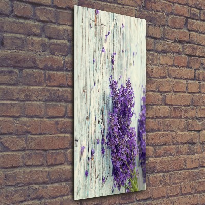 Modernes Acrylbild vertikal Lavendel auf Holz