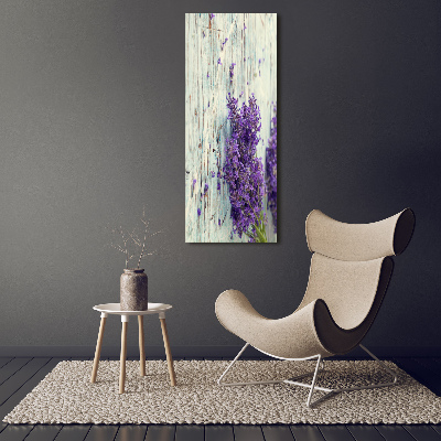 Modernes Acrylbild vertikal Lavendel auf Holz