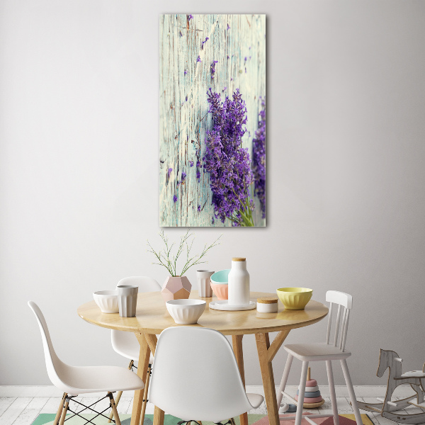 Modernes Acrylbild vertikal Lavendel auf Holz