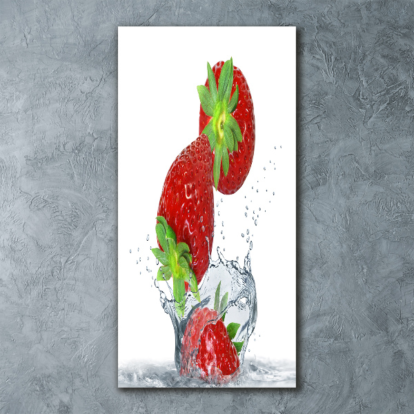 Acrylbild vertikal Erdbeeren