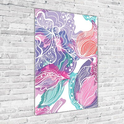 Bild auf Acrylglas vertikal Blumenmuster