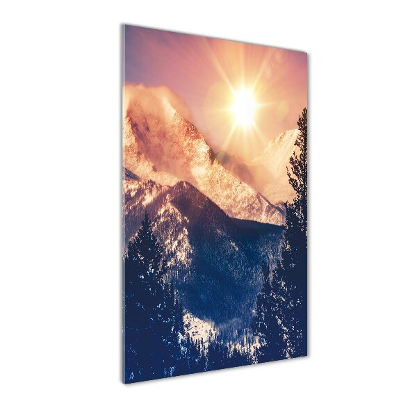 Plexiglasbilder vertikal Die Sonne über den Bergen