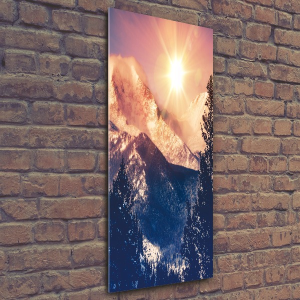 Plexiglasbilder vertikal Die Sonne über den Bergen