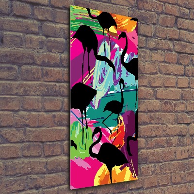 Modernes Acrylbild vertikal Flamingos