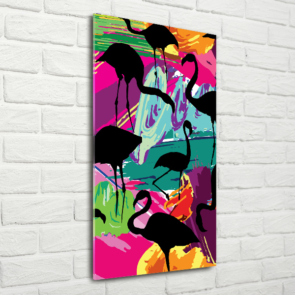 Modernes Acrylbild vertikal Flamingos