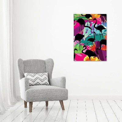 Modernes Acrylbild vertikal Flamingos