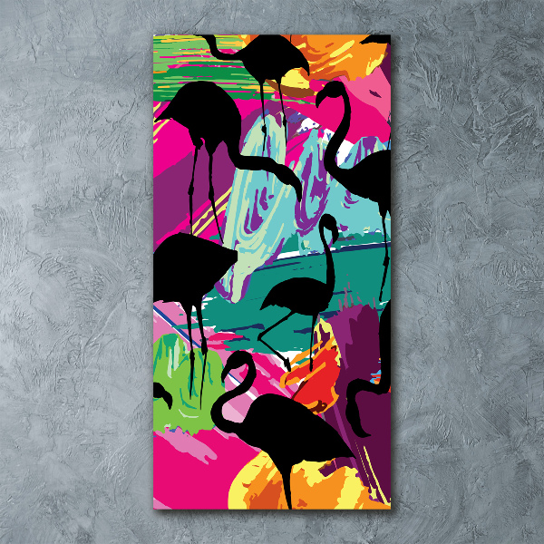Modernes Acrylbild vertikal Flamingos