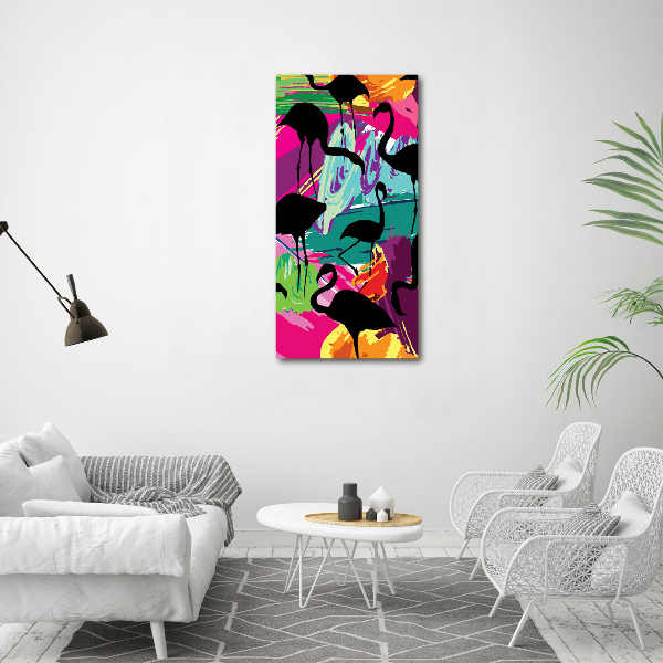 Modernes Acrylbild vertikal Flamingos