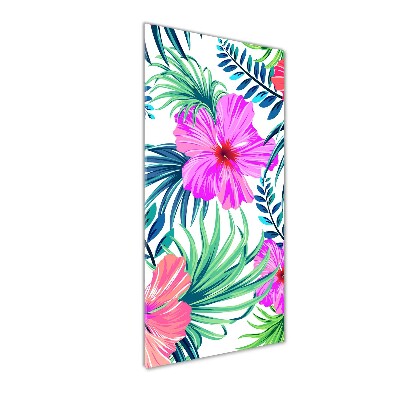 Modernes Acrylbild vertikal Hawaiianische Blumen