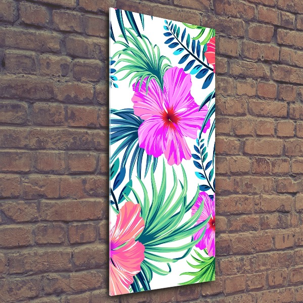 Modernes Acrylbild vertikal Hawaiianische Blumen