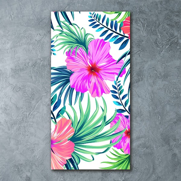 Modernes Acrylbild vertikal Hawaiianische Blumen