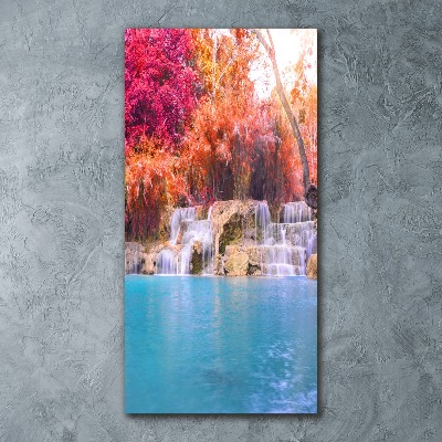 Bild auf Acrylglas vertikal Wasserfall im Wald
