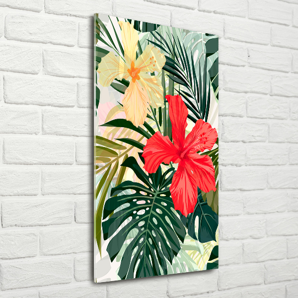 Acrylbild vertikal Hawaiianische Blumen