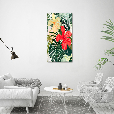 Acrylbild vertikal Hawaiianische Blumen