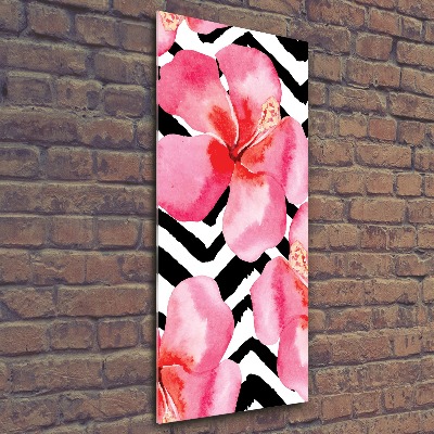 Modernes Acrylbild vertikal Hawaiianische Blumen