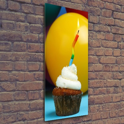 Modernes Acrylbild vertikal Geburtstagscupcake